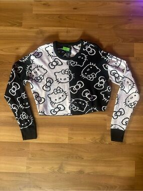 Sanrio Hello Kitty Black & Pink Blocked Cropped Sweater